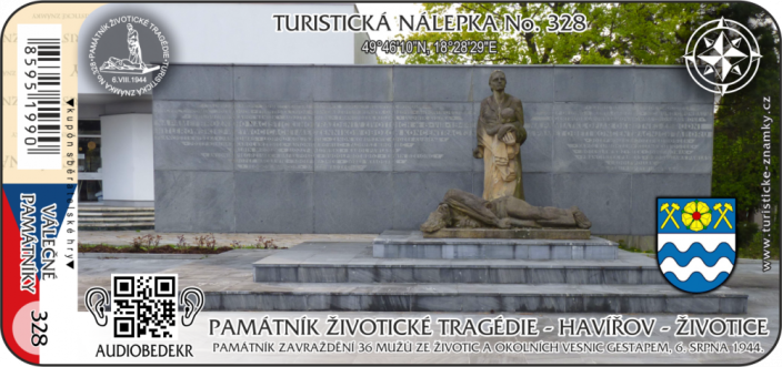 Turistická nálepka - Památník životické tragédie